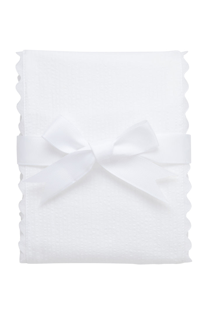 White Seersucker Fancy Burp Cloth