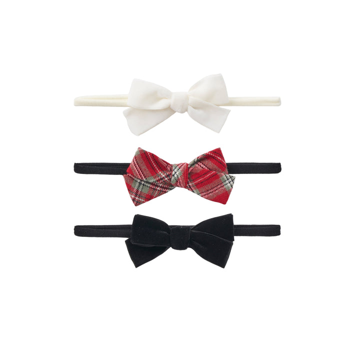 Holiday Tartan and Velvet Headband Set 3 pk