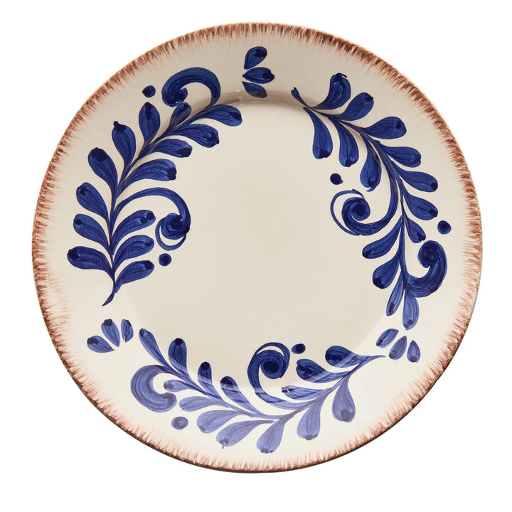 Casa Nuno Blue and White Dinner Plate, Scroll Design - Set Of 2