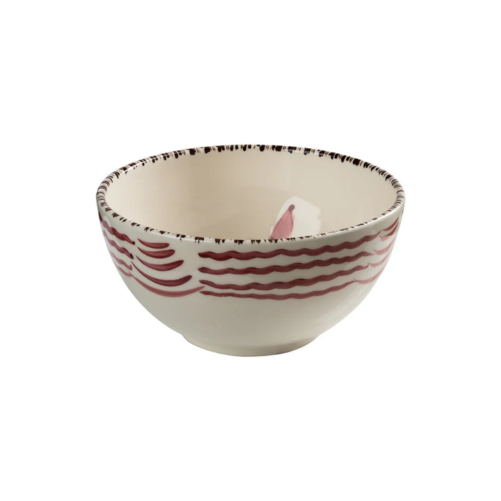 Casa Nuno bowl, Pink with Flowers & Waves Set of 2