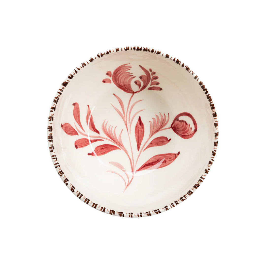 Casa Nuno bowl, Pink with Flowers & Waves Set of 2