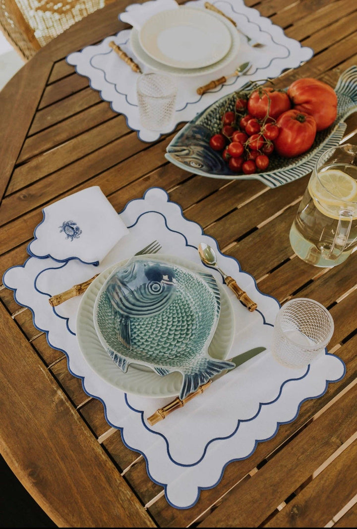 Wavy White/Blue Placemat - Set of 6