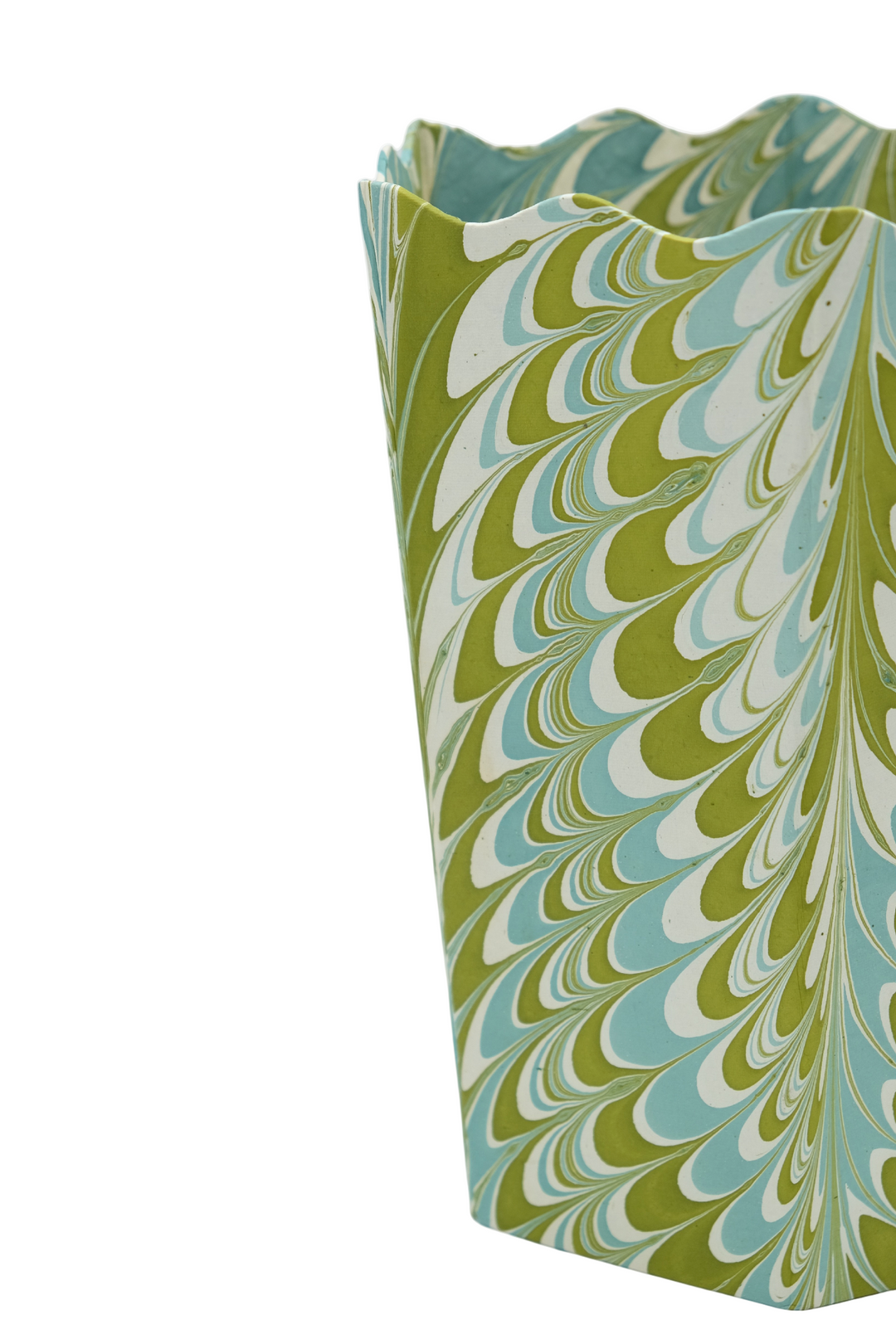 Inner Child Hand-Marbled Scallop Waste Bin - Robin Blue
