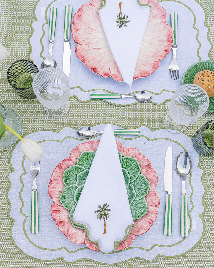 Wavy Dinner Napkin with Palm Tree - Set of 4