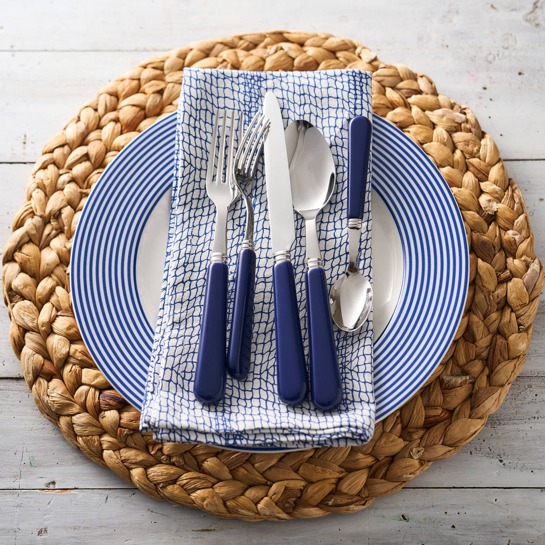Newport Stripe Navy Rimmed Dinner Plate