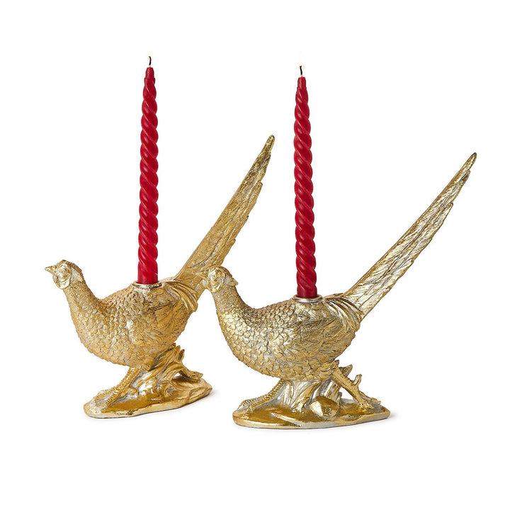 Gold Pheasant Candleholders – Set of 2