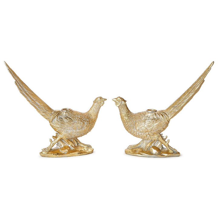Gold Pheasant Candleholders – Set of 2