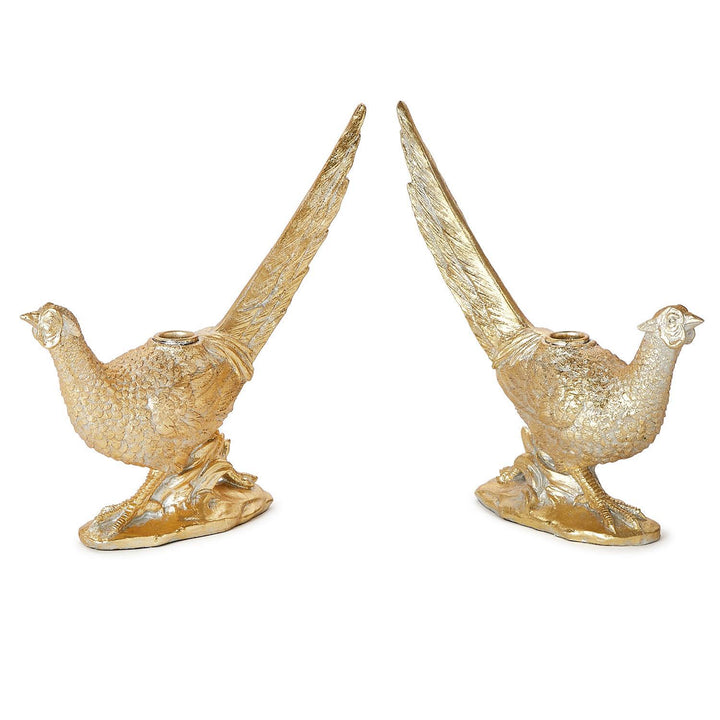Gold Pheasant Candleholders – Set of 2