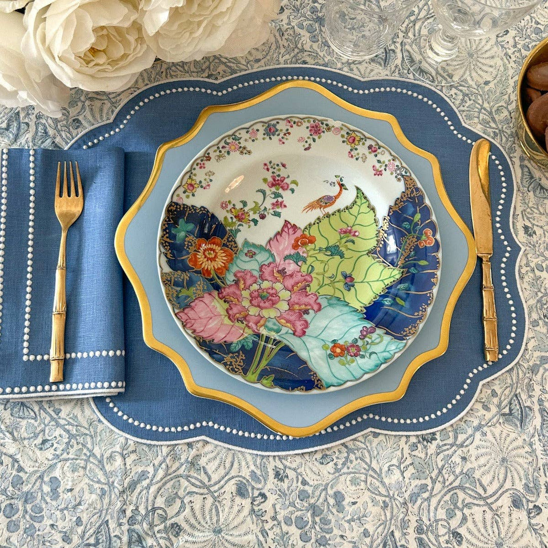 Blue dots linen placemat - Set of 2