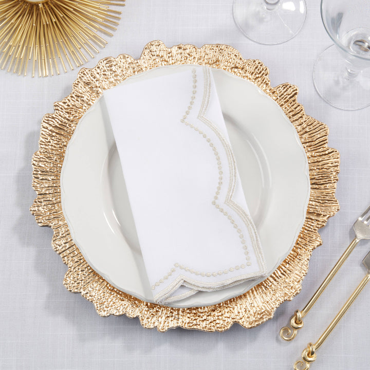 Embroidered Napkin with Scallop Edge - Set of 4