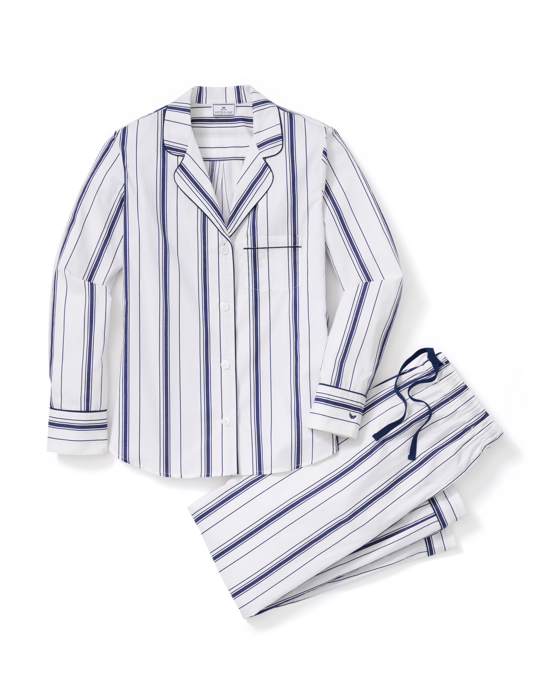 Petite Plume Women's Poplin Pajama Set in Parlor Stripe