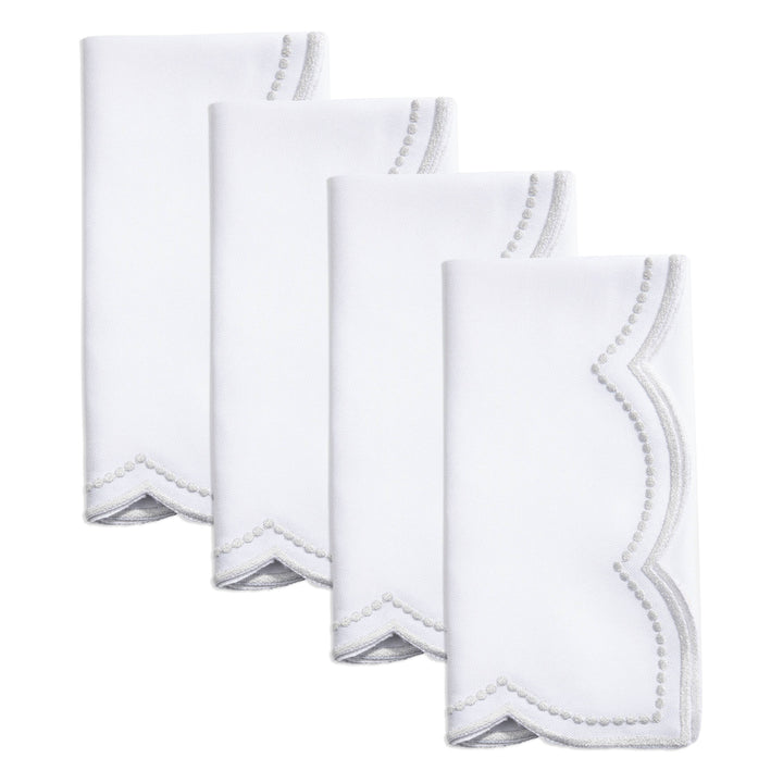 Embroidered Napkin with Scallop Edge - Set of 4