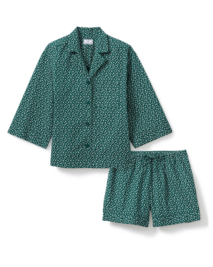 The Olivia Poplin Short Set in Ditsy Waltz Evergreen