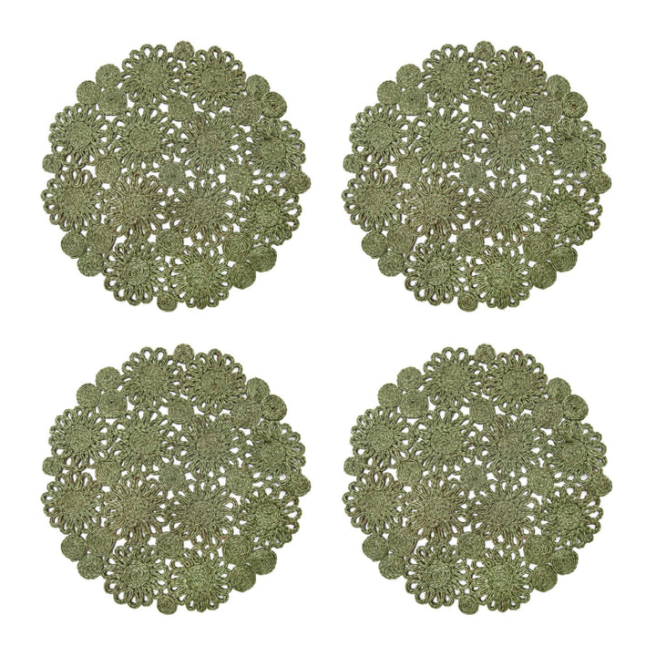 Daisy Jute Green Placemat - Set of 4