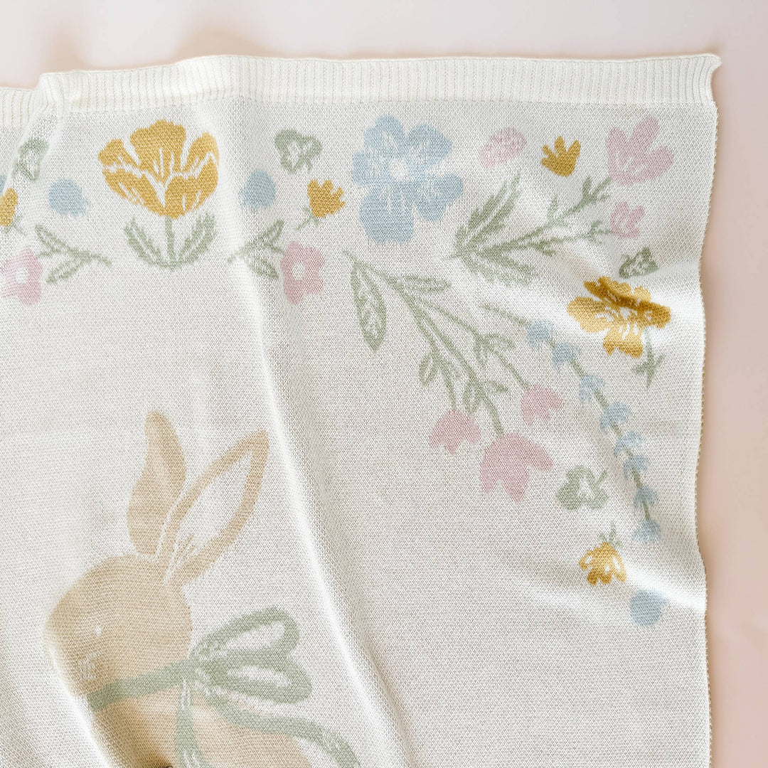 Pastel Bunny Heirloom Cotton Baby Blanket