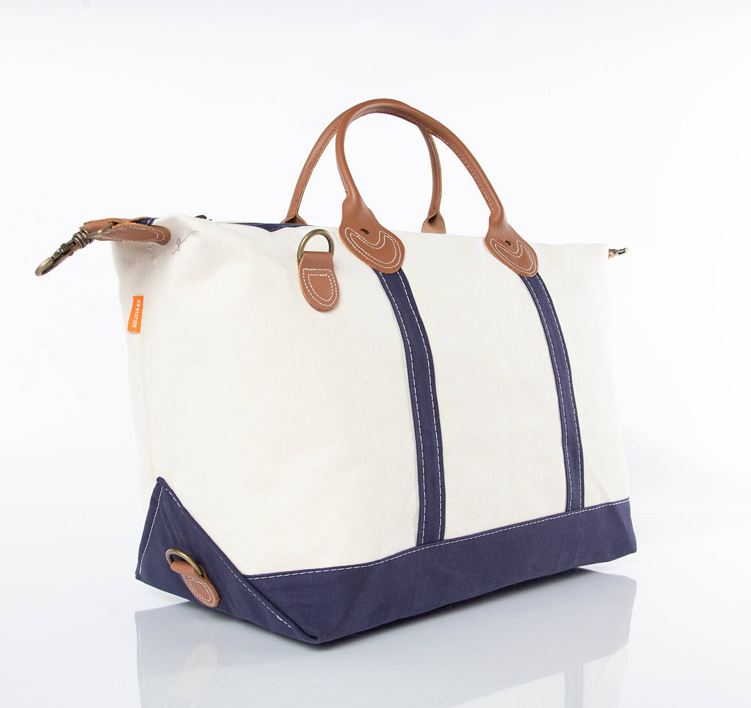 Weekender Canvas Travel Bag in Navy Trim
