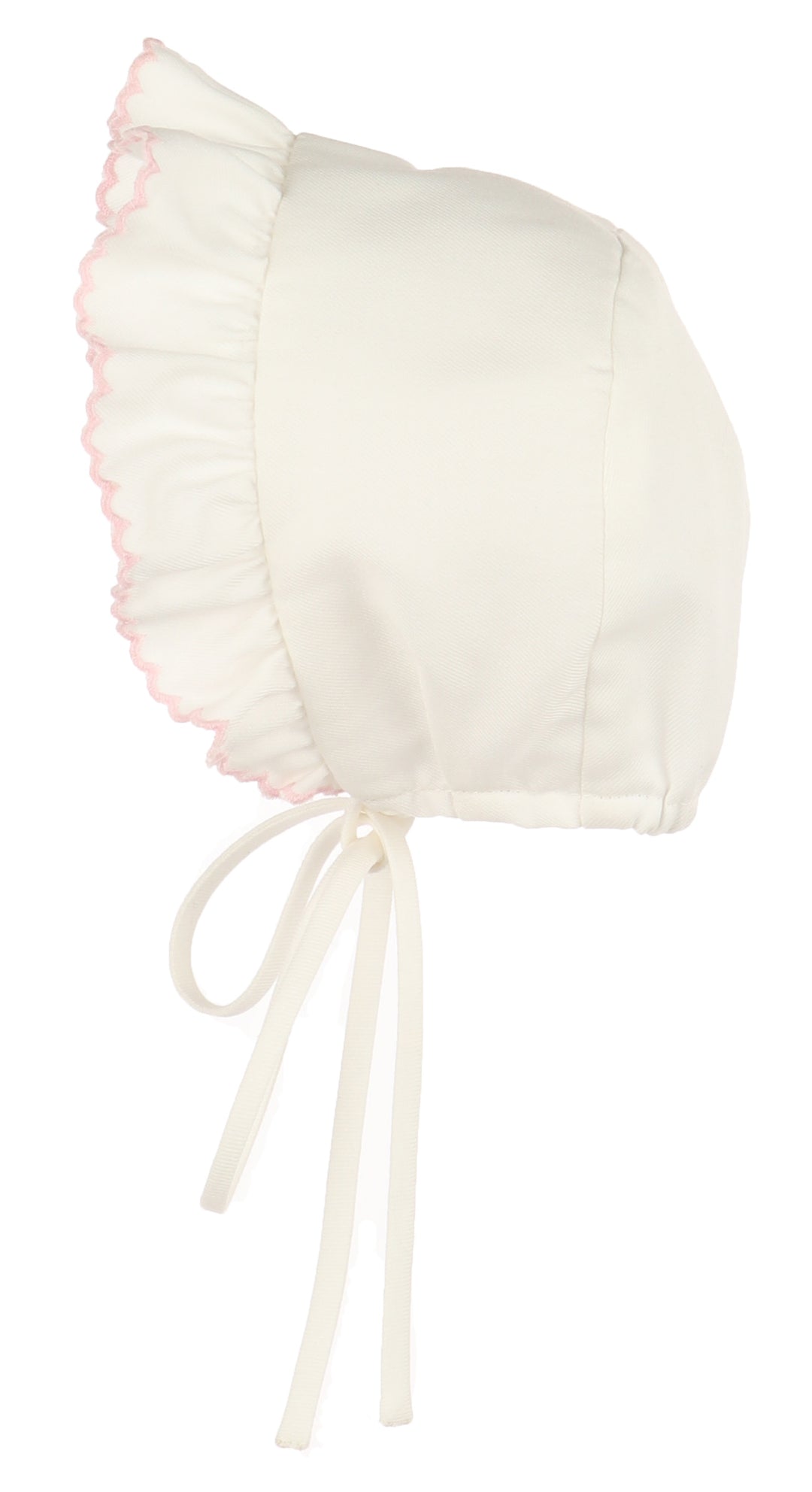 Honeycomb Smock Dress with Pink Trim and Bonnet