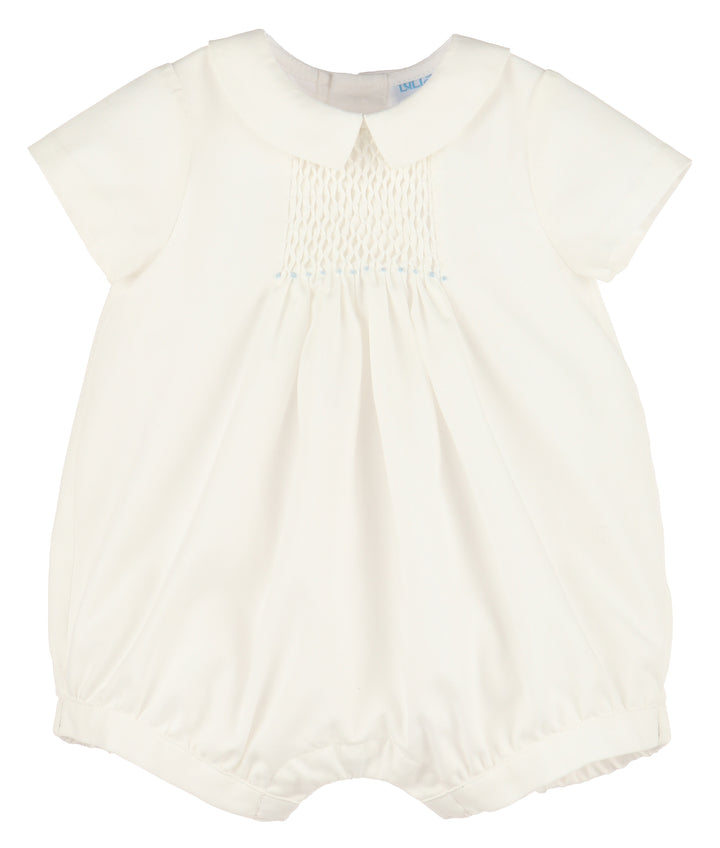 Honeycomb Smocked Baby Boy Bubble with Blue