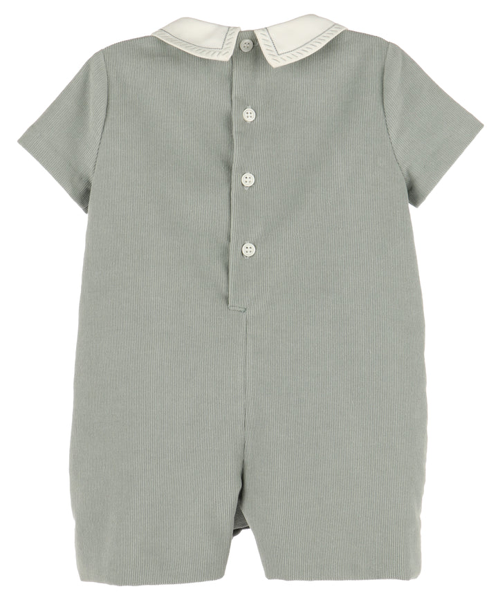 Cozy Cord Boy Romper in Green