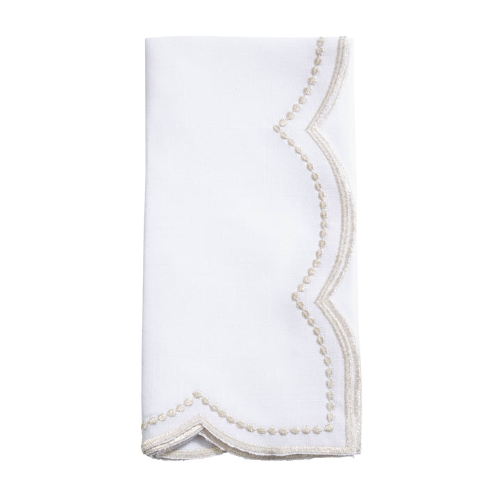 Embroidered Napkin with Scallop Edge - Set of 4