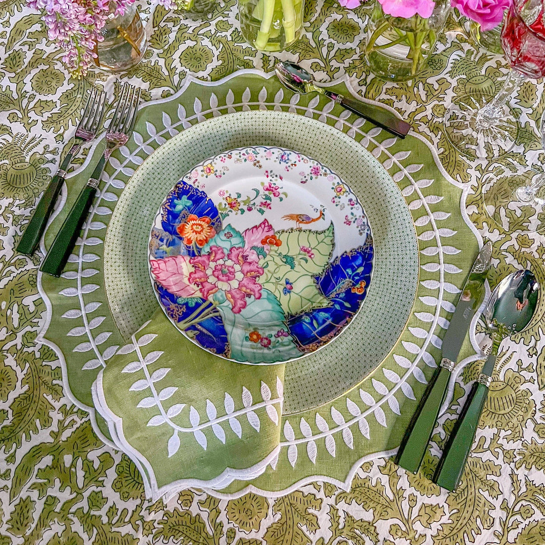 Green leaves dinner napkin - Set of 4
