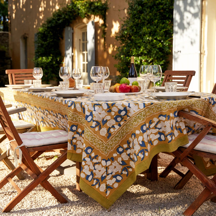 Forest Harvest Mustard & Blue | French Tablecloths