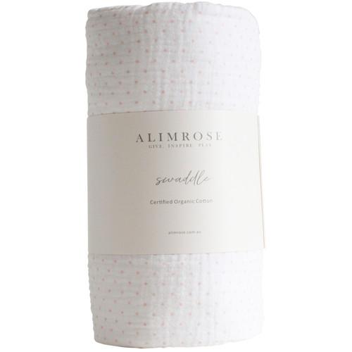 Alimrose Organic Cotton Muslin Swaddle - Pink Dots