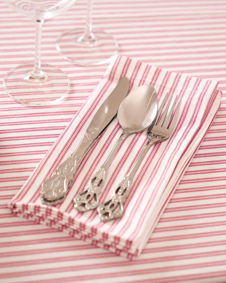 Petite Plume Signature Twill Napkins in Antique Red Ticking Set of 4