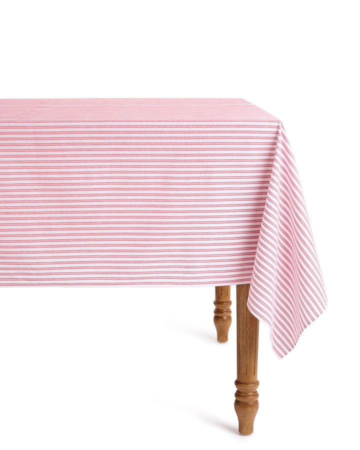 Petite Plume Antique Red Ticking Tablecloth