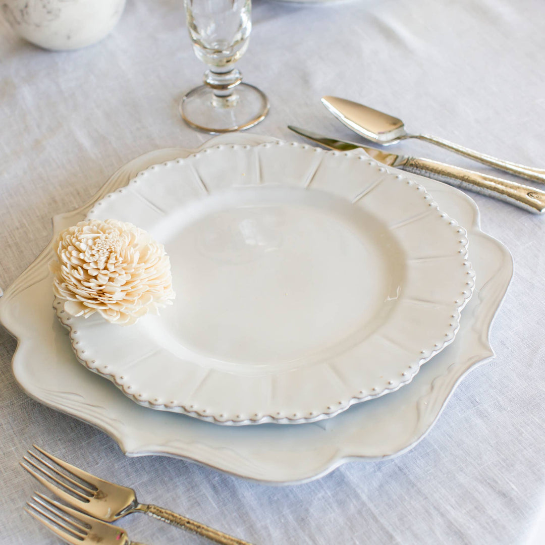 Bella Bianca Beaded Dinner Plate