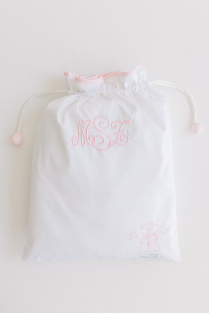 Toddler Bathrobe – White with Pink Dots