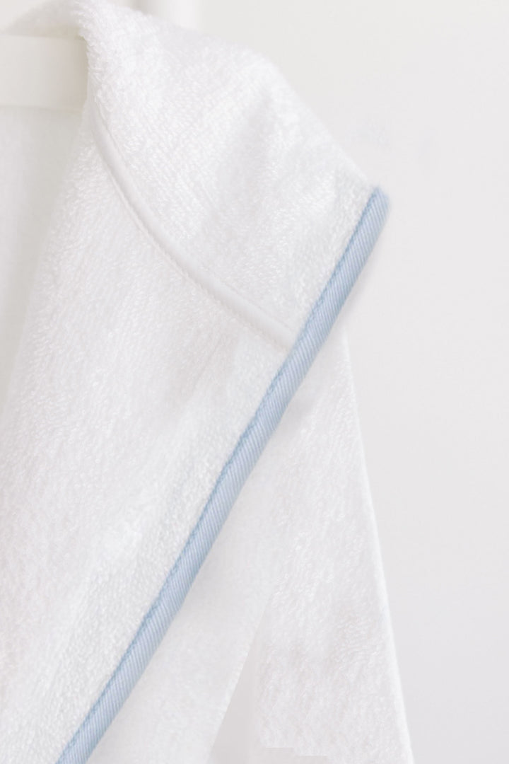 Toddler Bathrobe – White With Blue Pinstripe