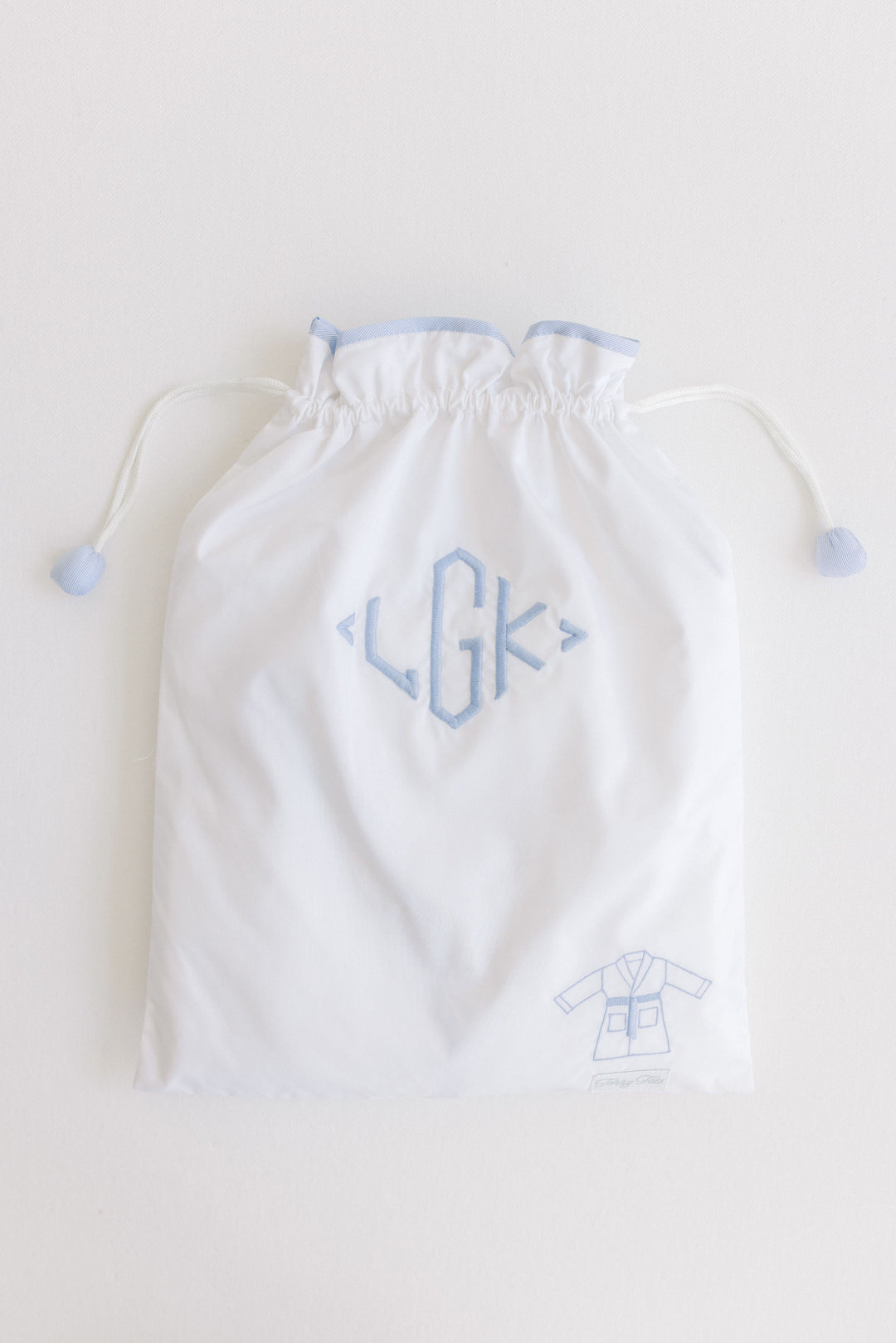 Toddler Bathrobe – White With Blue Pinstripe