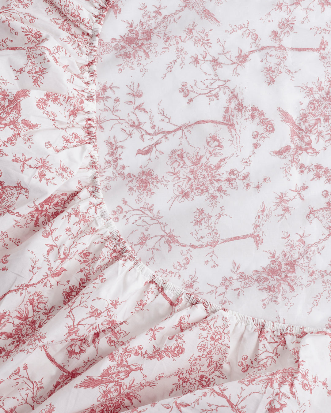 Luxe Premium Percale Crib Sheet in Pink Timeless Toile