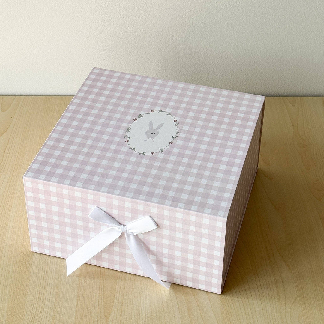 Baby Girl Pink Gingham Bunny Gift Box