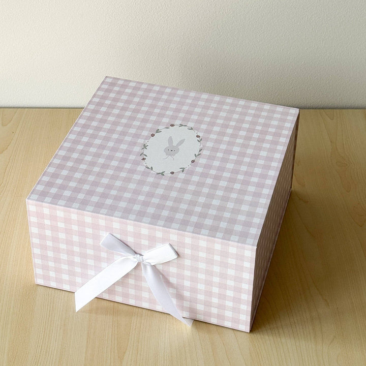Baby Girl Pink Gingham Bunny Gift Box