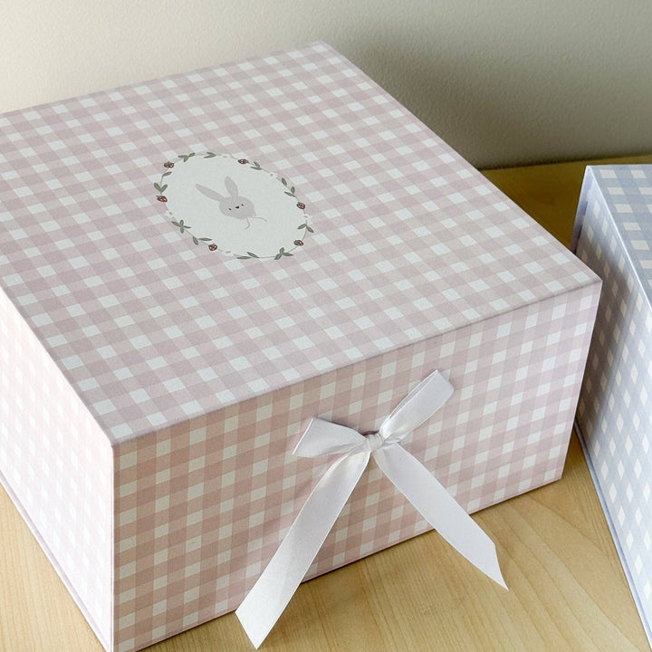 Baby Girl Pink Gingham Bunny Gift Box