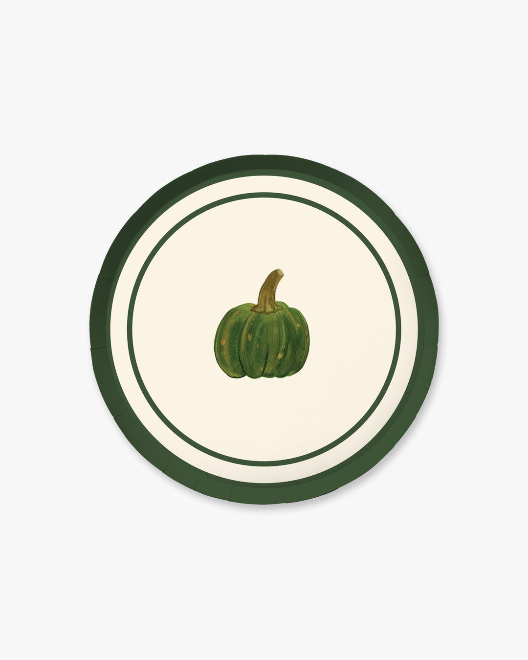 Green Bistro Appetizer paper plate with hand-painted gourd motif and ivory center