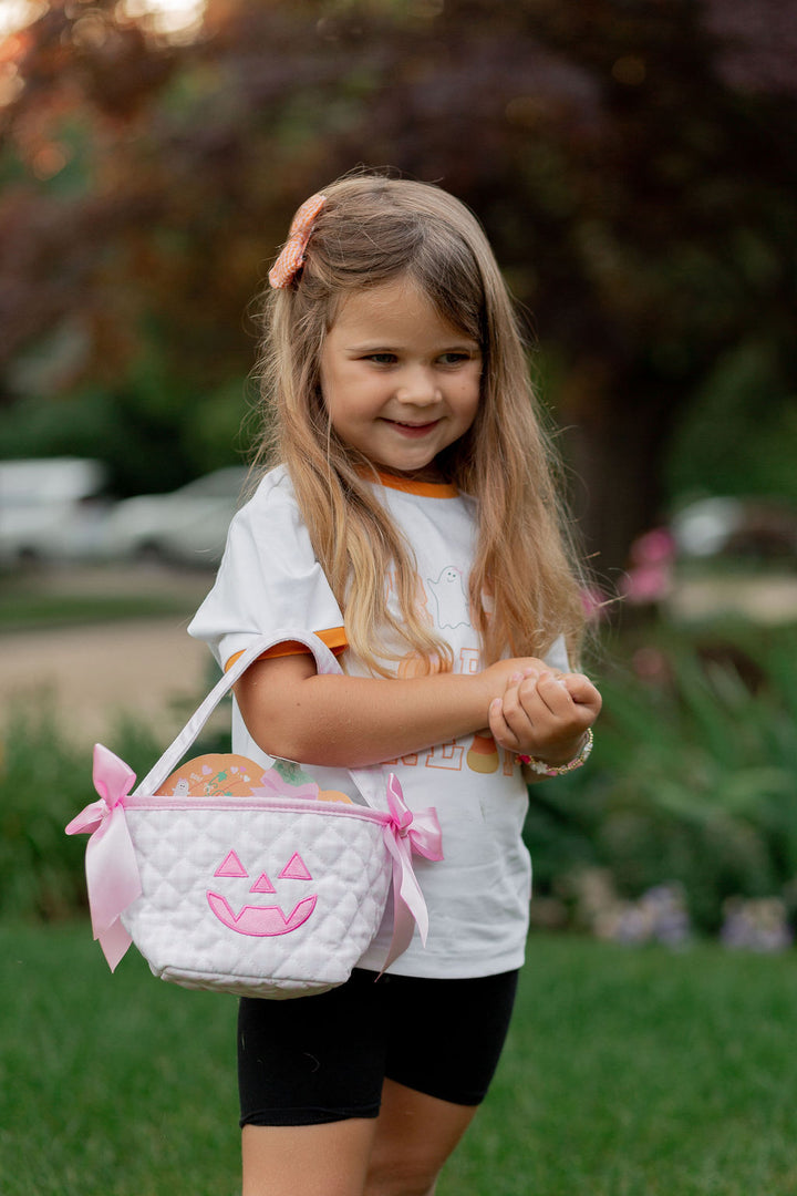 Bits & Bows Petite Pink Gingham Pumpkin Trick-or-Treat Tote