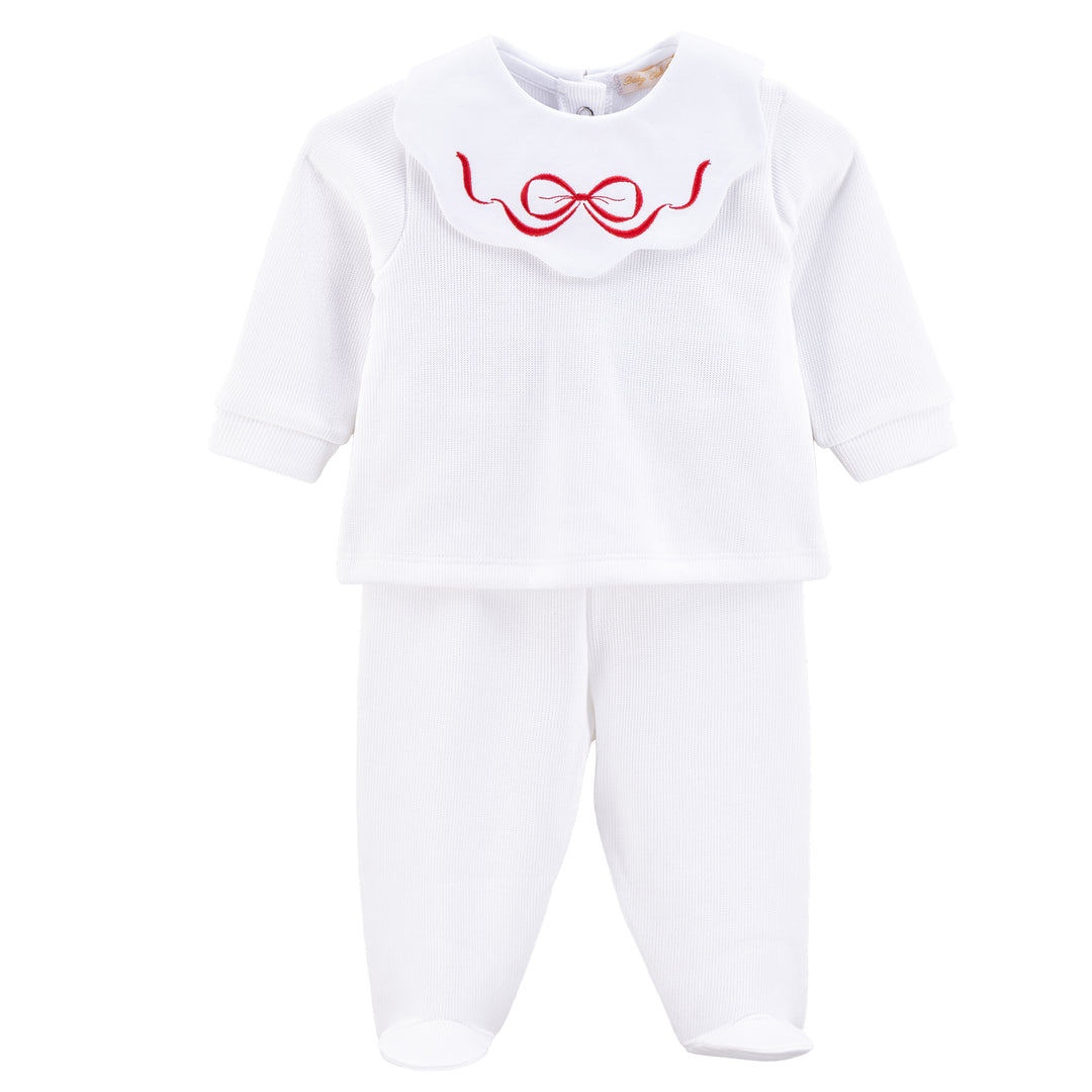 Bow Pima Embroidered Newborn Set. Baby Club Chic Pink Baby Girl Set. Newborn & Infant Clothing Outfit  