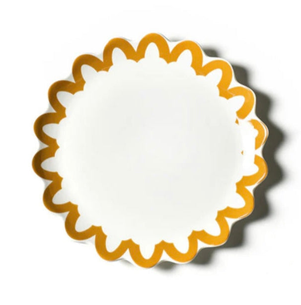 Brass Arabesque Trim Scallop Dinner Plate
