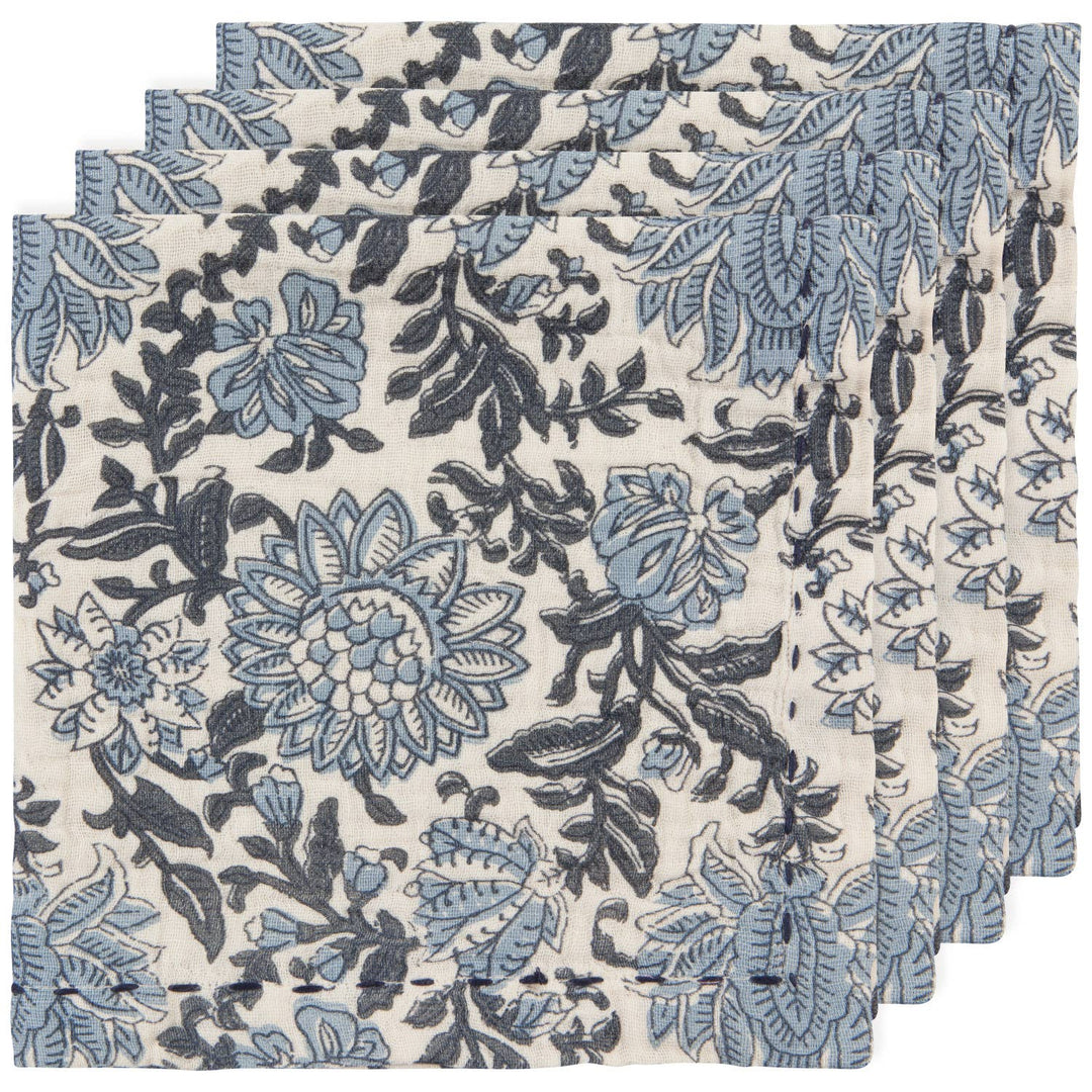Briar Double Weave Blue Floral Napkins Set of 4