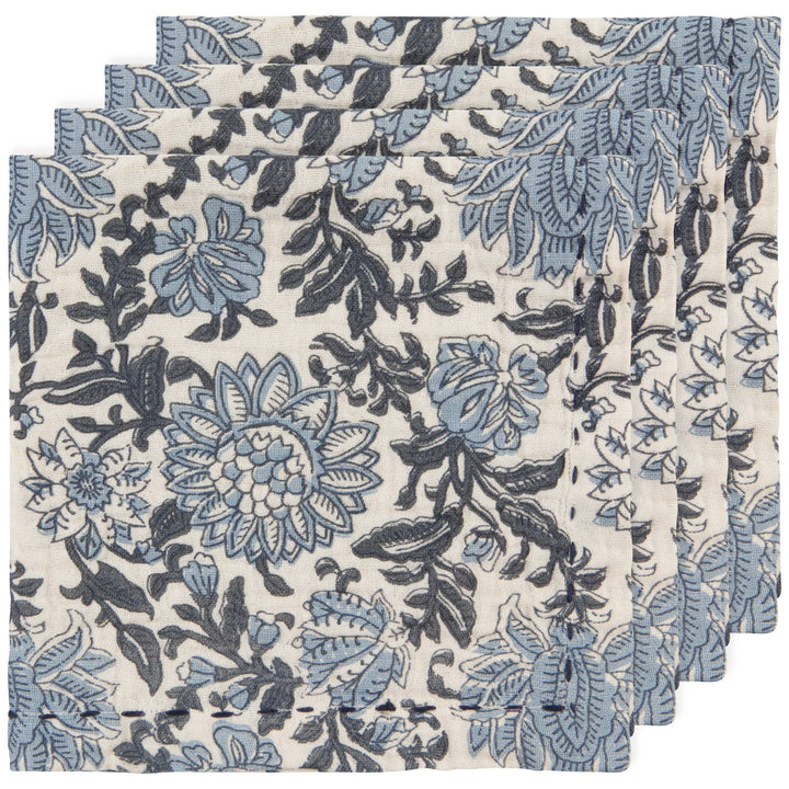 Briar Double Weave Blue Floral Napkins Set of 4