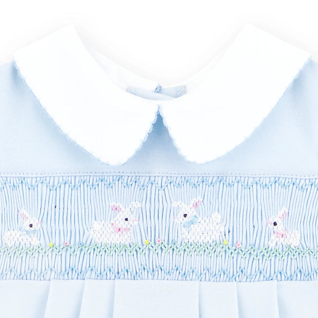 close up of bunnies and smocking on baby bubble