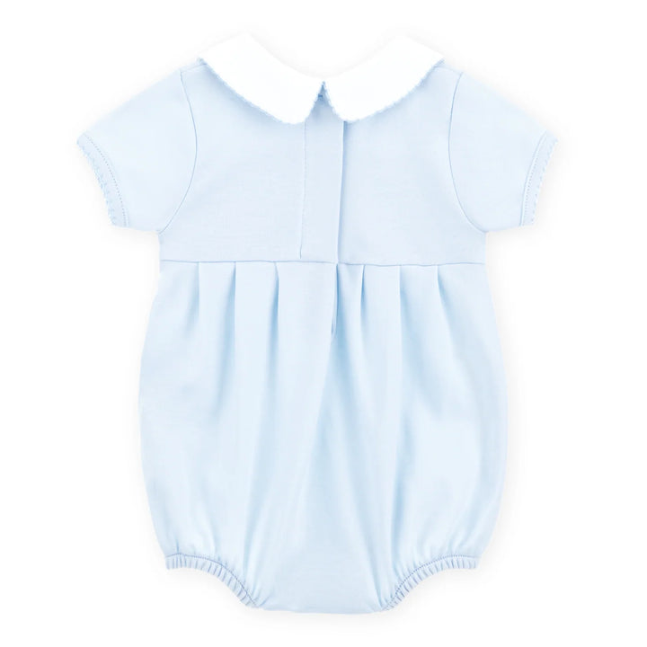 back of boys blue baby bubble