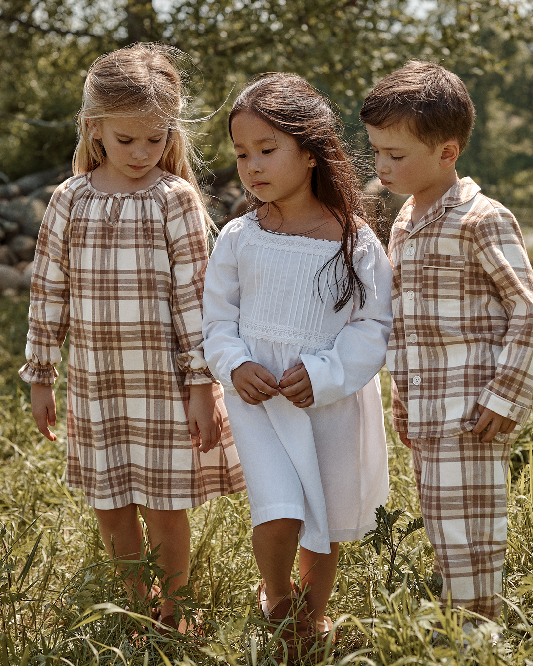 Kid's Brushed Twill Pajama Set in Cotswolds Tartan