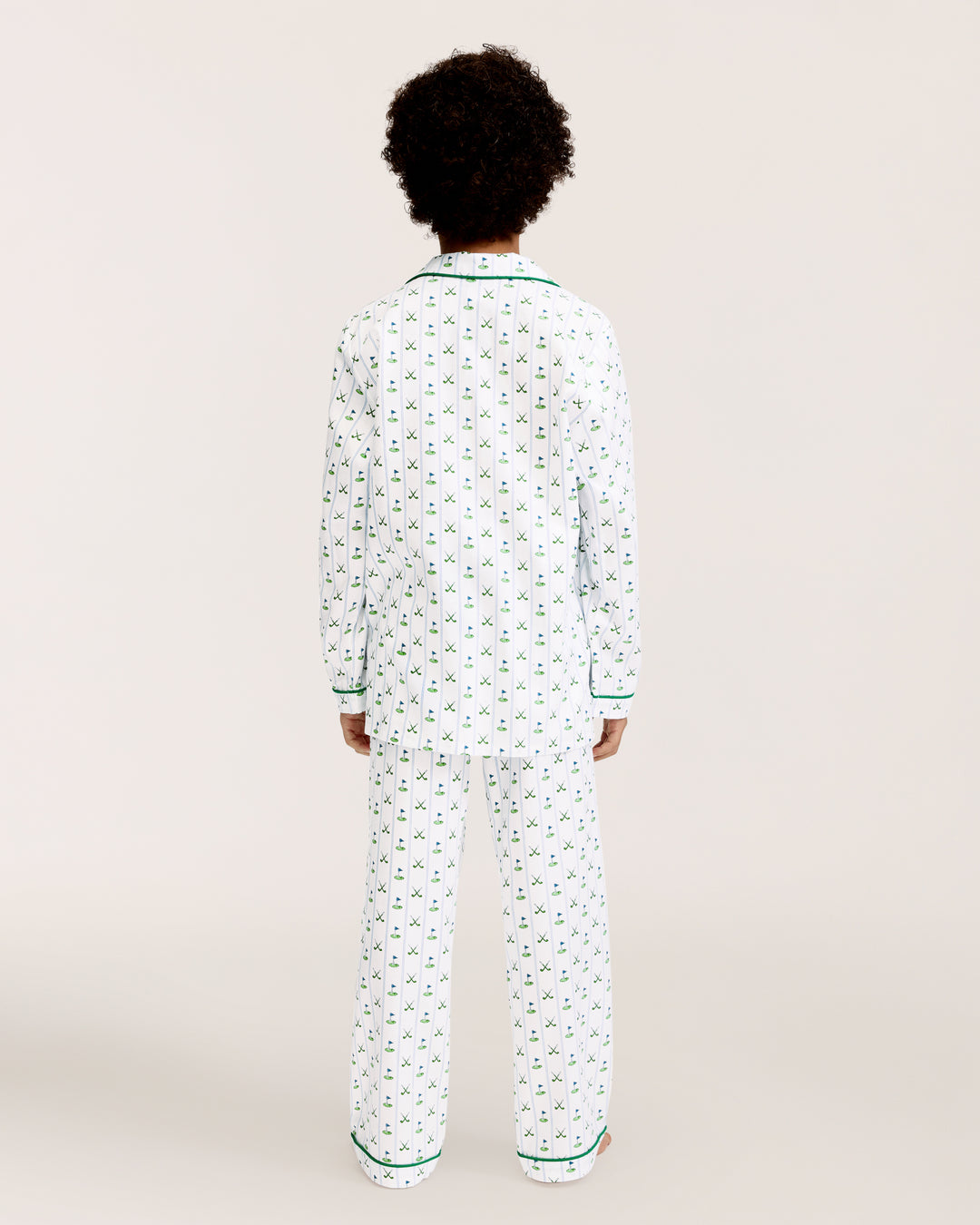 Petite Plume Kid's Twill Pajama Set in Fairway Stripe