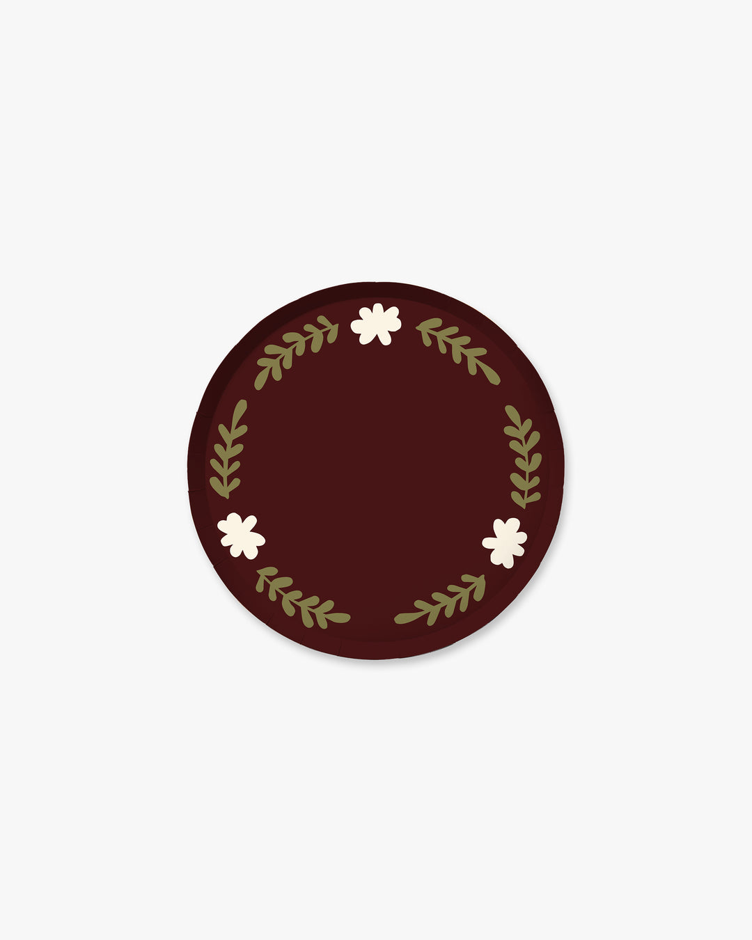Truffle brown Casa Grand hors d'oeuvres paper plate with hand-painted floral vine border