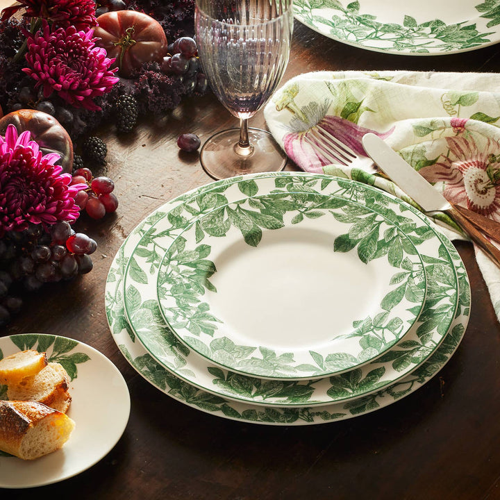 Arbor Green Rimmed Dinner Plate- Set of 4