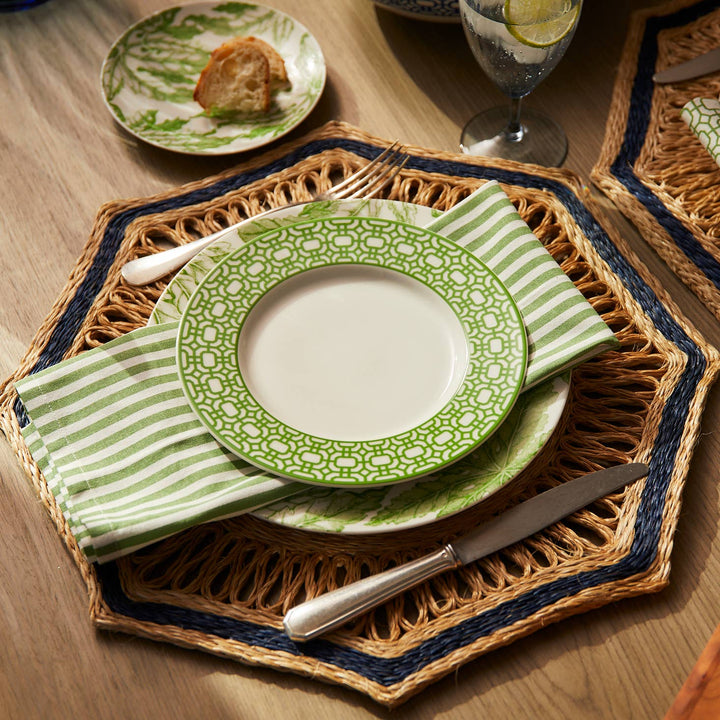 Pinstripe Verde Dinner Napkins, Set of 4